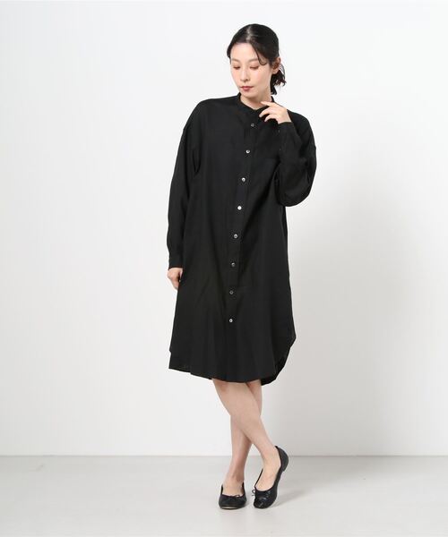 ♪♪ジムフレックス　リネンシャツワンピ　黒　size14 GYMPHLEX（ジムフレックス）の「GYMPHLEX/ジムフレックス リネン