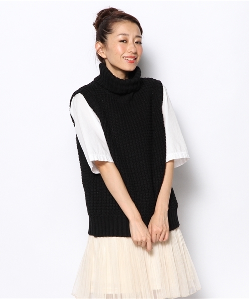 CIAOPANIC（チャオパニック）の「【Ciaopanic】ニットベスト（ニット/セーター・レディース・ホワイト/ブラック/ネイビー・FREE）」の2枚目の写真