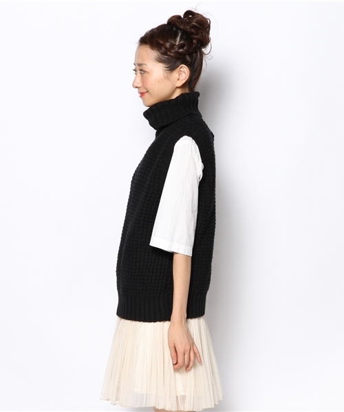 CIAOPANIC（チャオパニック）の「【Ciaopanic】ニットベスト（ニット/セーター・レディース・ホワイト/ブラック/ネイビー・FREE）」の4枚目の写真