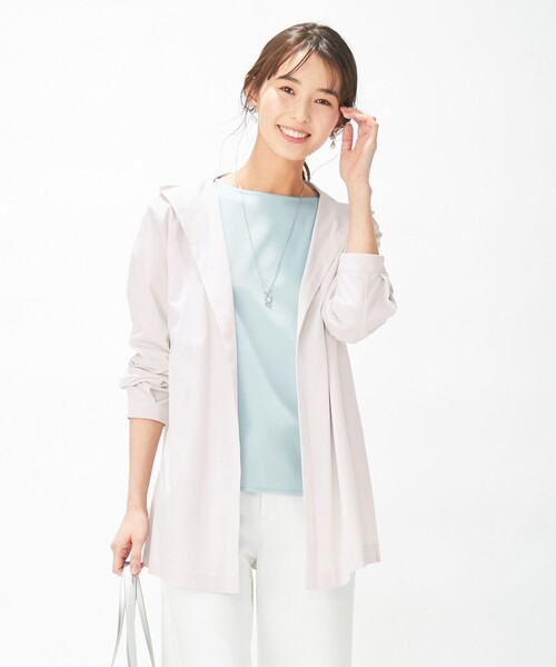 J.PRESS(ジェイプレス)の「【洗える】ライトツイルジャージー フーデッド カーディガン(カーディガン/ボレロ・レディース・ネイビー系/ベージュ系・F)」の1枚目の写真