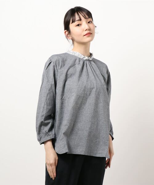 Samansa Mos2（サマンサ モスモス）の「衿レースフリル重ねブラウス