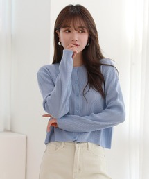 スタンダードフィットラウンドネックリブカーディガン