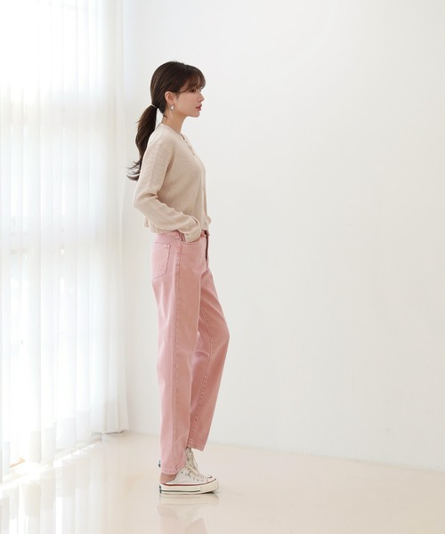 by muni:r（バイ ムニール）の「スタンダードフィットラウンドネックリブカーディガン（カーディガン/ボレロ・レディース・ブラック/ベージュ/ブルー・FREE）」の9枚目の写真