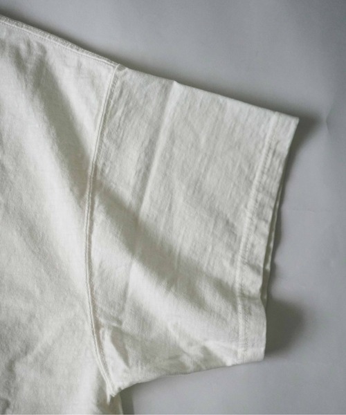 REMI RELIEF（レミレリーフ）の「REMI RELIEF(レミレリーフ) 別注オーバーサイズドローコード刺繍TEE 16/-天竺（Tシャツ/カットソー・メンズ・ホワイト/グリーン・SMALL/MEDIUM/LARGE）」の8枚目の写真