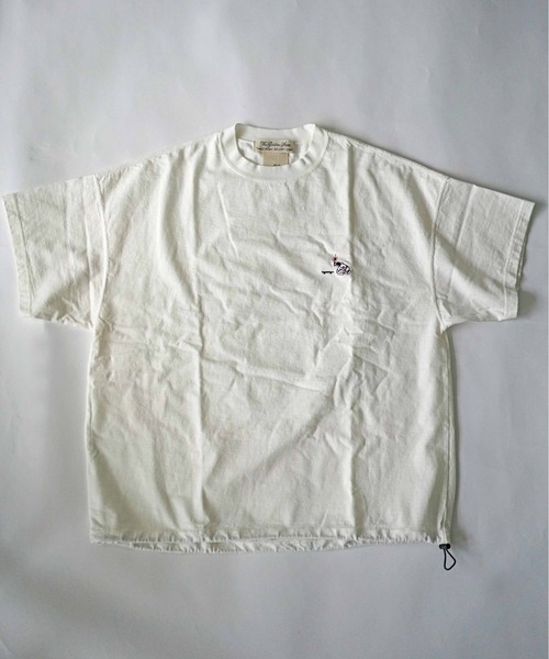 REMI RELIEF（レミレリーフ）の「REMI RELIEF(レミレリーフ) 別注オーバーサイズドローコード刺繍TEE 16/-天竺（Tシャツ/カットソー・メンズ・ホワイト/グリーン・SMALL/MEDIUM/LARGE）」の12枚目の写真