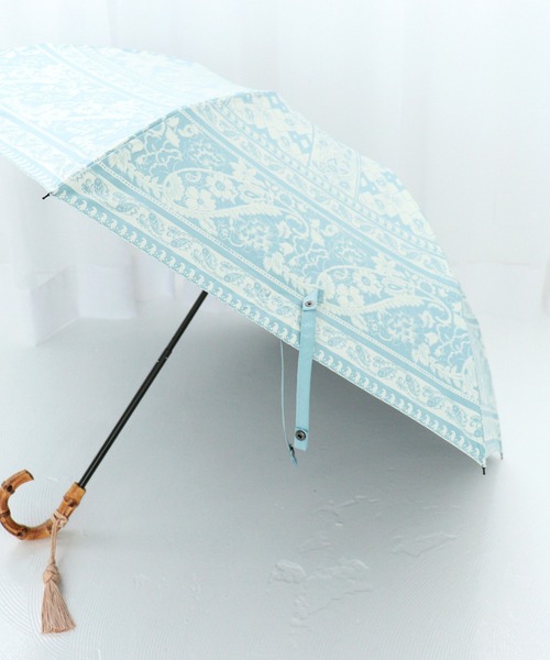 utatane（ウタタネ）の「折りたたみ日傘 完全遮光100％ 晴雨兼用 インド更紗柄（内ストラップ付）（折りたたみ傘・レディース・ネイビー/レッド/マスタード/ピンク/ブルー・FREE）」の14枚目の写真