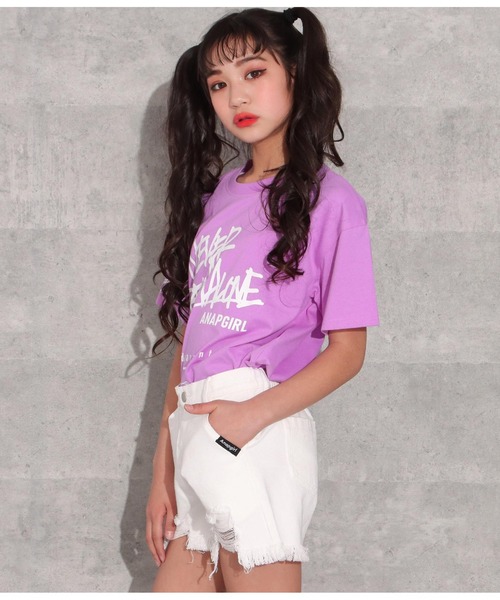 ANAP GｉRL（アナップガール）の「裾クラッシュモノトーンツイルショートパンツ（その他パンツ・キッズ・ホワイト/ブラック・S/M/XS）」の20枚目の写真