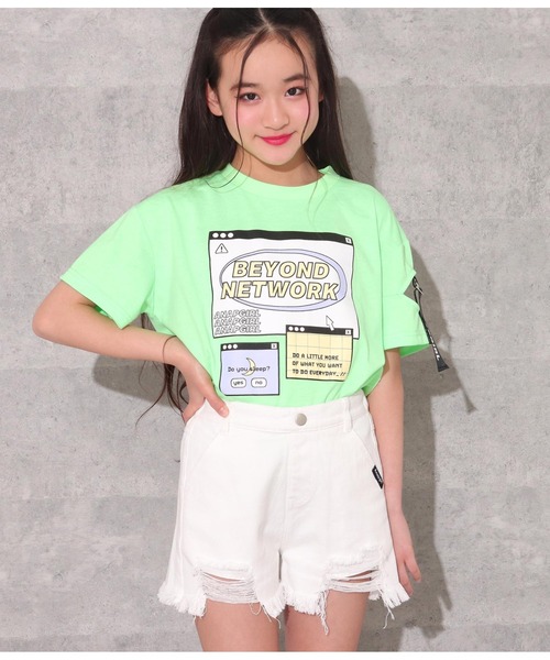 ANAP GｉRL（アナップガール）の「裾クラッシュモノトーンツイルショートパンツ（その他パンツ・キッズ・ホワイト/ブラック・S/M/XS）」の10枚目の写真