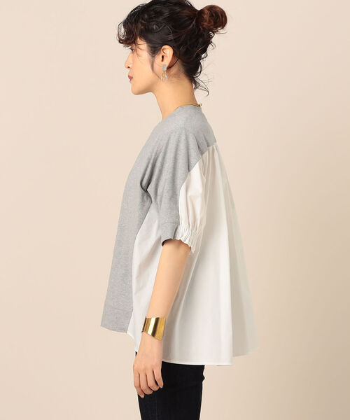 NOLLEY’S（ノーリーズ）の「【WEB限定】布帛切り替えTシャツ（Tシャツ/カットソー・レディース・ライトグレー/ブラック/オフホワイト・FREE）」の5枚目の写真