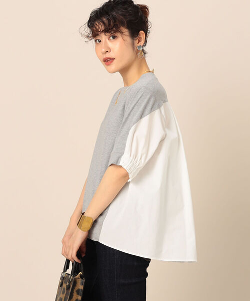 NOLLEY’S（ノーリーズ）の「【WEB限定】布帛切り替えTシャツ（Tシャツ/カットソー・レディース・ライトグレー/ブラック/オフホワイト・FREE）」の12枚目の写真