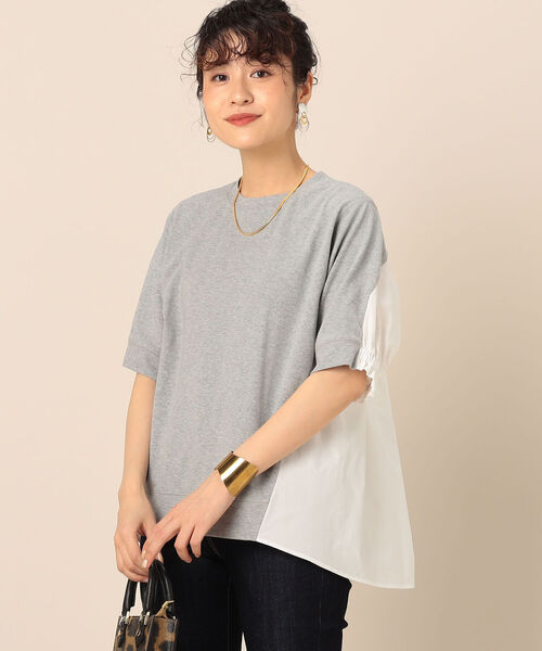 NOLLEY’S（ノーリーズ）の「【WEB限定】布帛切り替えTシャツ（Tシャツ/カットソー・レディース・ライトグレー/ブラック/オフホワイト・FREE）」の13枚目の写真