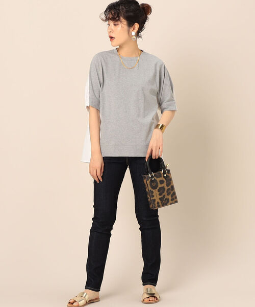 NOLLEY’S（ノーリーズ）の「【WEB限定】布帛切り替えTシャツ（Tシャツ/カットソー・レディース・ライトグレー/ブラック/オフホワイト・FREE）」の14枚目の写真