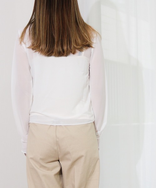 Per sist ence(パーシエンス)の「Per sist ence/パーシエンス シアーハイネックプルオーバー/ キャミ付き(Tシャツ/カットソー・レディース・ブラック/オフホワイト/グレイッシュベージュ/グレー/ミント/パープル・FREE)」の10枚目の写真