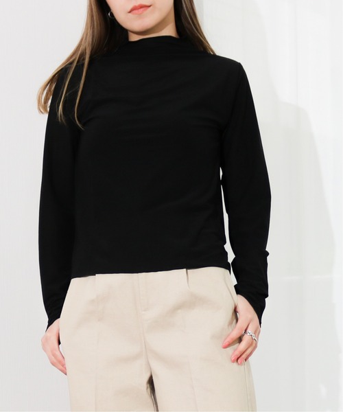 Per sist ence(パーシエンス)の「Per sist ence/パーシエンス シアーハイネックプルオーバー/ キャミ付き(Tシャツ/カットソー・レディース・ブラック/オフホワイト/グレイッシュベージュ/グレー/ミント/パープル・FREE)」の12枚目の写真