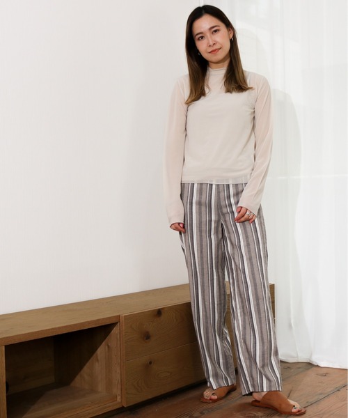 Per sist ence(パーシエンス)の「Per sist ence/パーシエンス シアーハイネックプルオーバー/ キャミ付き(Tシャツ/カットソー・レディース・ブラック/オフホワイト/グレイッシュベージュ/グレー/ミント/パープル・FREE)」の17枚目の写真