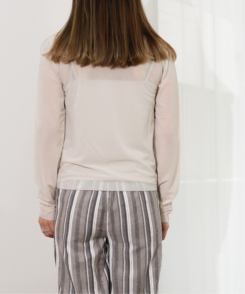 Per sist ence(パーシエンス)の「Per sist ence/パーシエンス シアーハイネックプルオーバー/ キャミ付き(Tシャツ/カットソー・レディース・ブラック/オフホワイト/グレイッシュベージュ/グレー/ミント/パープル・FREE)」の20枚目の写真