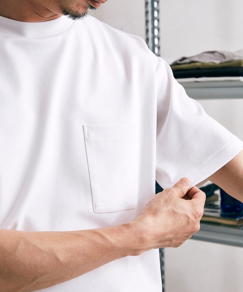 JOURNAL STANDARD relume(ジャーナルスタンダード レリューム)の「《追加》40/-ポンチ Tシャツ(Tシャツ/カットソー・メンズ・ホワイト/ライトグレー/ブラック/ベージュ・SMALL/MEDIUM/LARGE)」の2枚目の写真