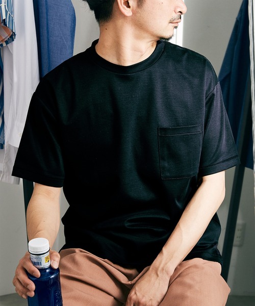 JOURNAL STANDARD relume(ジャーナルスタンダード レリューム)の「《追加》40/-ポンチ Tシャツ(Tシャツ/カットソー・メンズ・ホワイト/ライトグレー/ブラック/ベージュ・SMALL/MEDIUM/LARGE)」の3枚目の写真