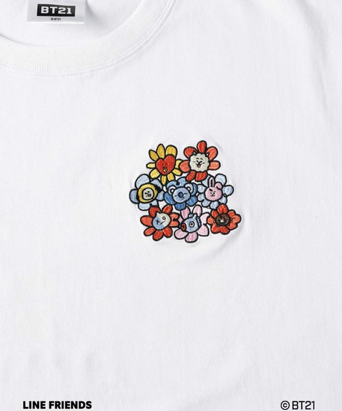 tシャツ 「BT21」プリント＆刺しゅう半袖Tシャツ(大人) レディース 楽天市場】【送料無料】BT21 BTS ワンポイント 刺繍 半袖 T