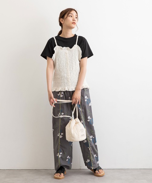 POU DOU DOU（プードゥドゥ）の「drawingフラワープリントイージーパンツ（その他パンツ・レディース・ピンク/ダークグレー・3）」の5枚目の写真