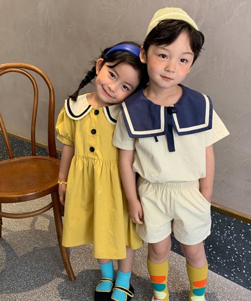 aimoha(アイモハ)の「【aimoha-KIDS-】夏 激かわいい 兄弟姉妹おそろい セーラーカラーセットアップ (SS)(セットアップ・キッズ・イエロー系その他/ベージュ系その他/イエロー/ベージュ・130/100/90/110/80/140/120)」の13枚目の写真