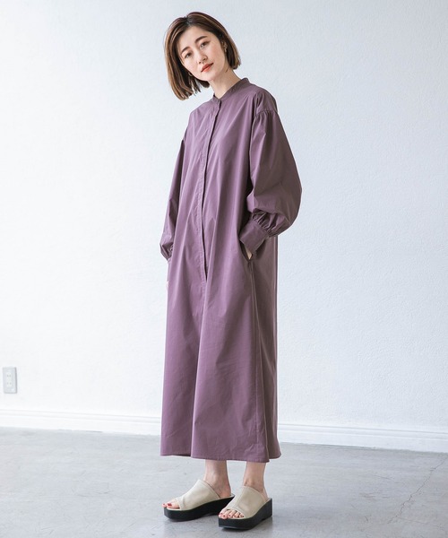 A part by(アパートバイ)の「【ソロテックス】使用/スタンドカラーシャツワンピース 958056(シャツワンピース・レディース・グレー系その他/グリーン系その他4/パープル系その他2・FREE)」の3枚目の写真