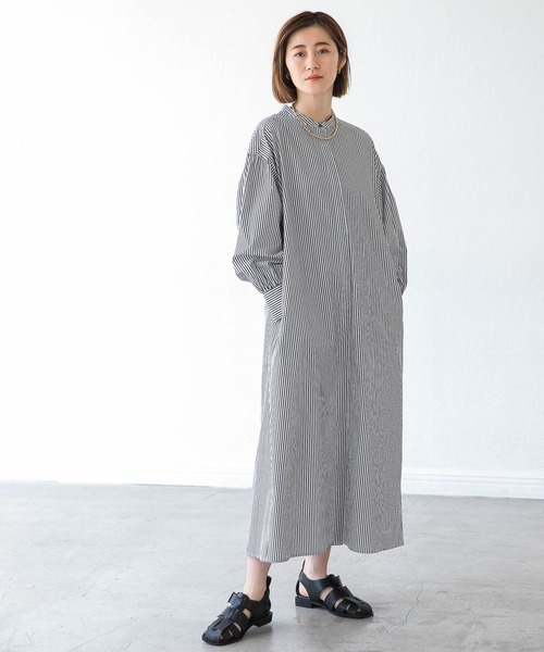 A part by(アパートバイ)の「【ソロテックス】使用/スタンドカラーシャツワンピース 958056(シャツワンピース・レディース・グレー系その他/グリーン系その他4/パープル系その他2・FREE)」の22枚目の写真