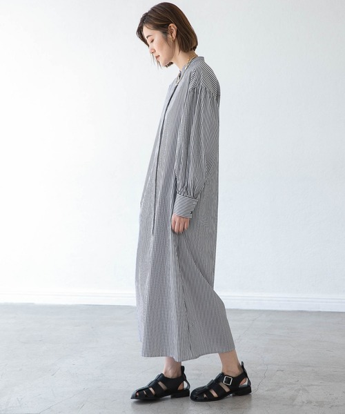 A part by(アパートバイ)の「【ソロテックス】使用/スタンドカラーシャツワンピース 958056(シャツワンピース・レディース・グレー系その他/グリーン系その他4/パープル系その他2・FREE)」の13枚目の写真