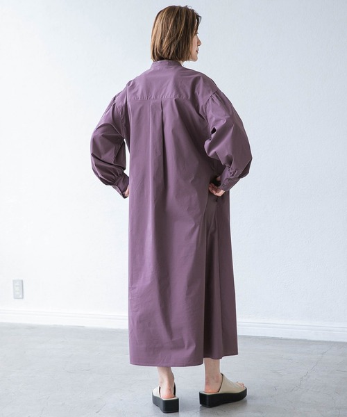 A part by(アパートバイ)の「【ソロテックス】使用/スタンドカラーシャツワンピース 958056(シャツワンピース・レディース・グレー系その他/グリーン系その他4/パープル系その他2・FREE)」の11枚目の写真
