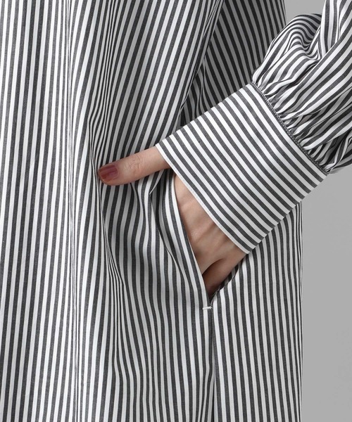 A part by(アパートバイ)の「【ソロテックス】使用/スタンドカラーシャツワンピース 958056(シャツワンピース・レディース・グレー系その他/グリーン系その他4/パープル系その他2・FREE)」の12枚目の写真