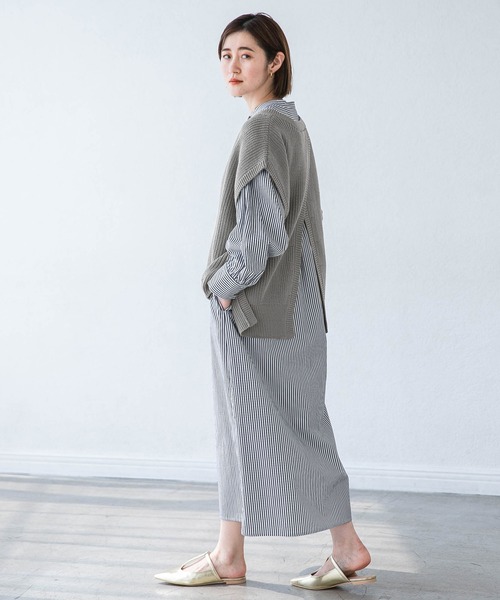 A part by(アパートバイ)の「【ソロテックス】使用/スタンドカラーシャツワンピース 958056(シャツワンピース・レディース・グレー系その他/グリーン系その他4/パープル系その他2・FREE)」の7枚目の写真