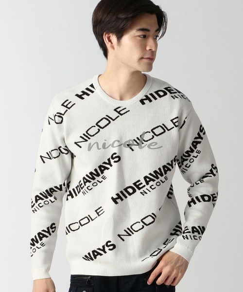 HIDEAWAYS NICOLE（ハイダウェイニコル）の「ロゴジャカードニットプルオーバー（ニット/セーター・メンズ・ホワイト×ブラック/ブラック×ホワイト/杢グレー・MEDIUM/X-LARGE/LARGE）」の11枚目の写真