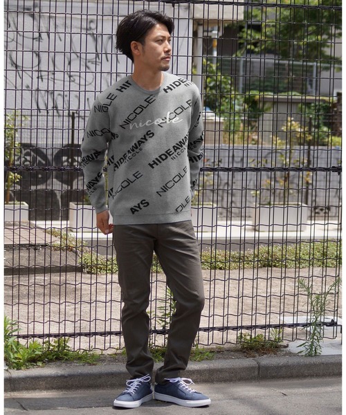 HIDEAWAYS NICOLE（ハイダウェイニコル）の「ロゴジャカードニットプルオーバー（ニット/セーター・メンズ・ホワイト×ブラック/ブラック×ホワイト/杢グレー・MEDIUM/X-LARGE/LARGE）」の8枚目の写真