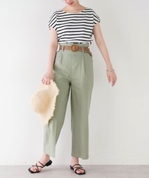 natural couture | ストレッチリネンおしゃれベルト付きパンツ(その他パンツ)