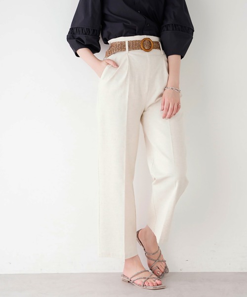 natural couture(ナチュラルクチュール)の「ストレッチリネンおしゃれベルト付きパンツ(その他パンツ・レディース・ブラック/グリーン/ライトベージュ・FREE)」の20枚目の写真