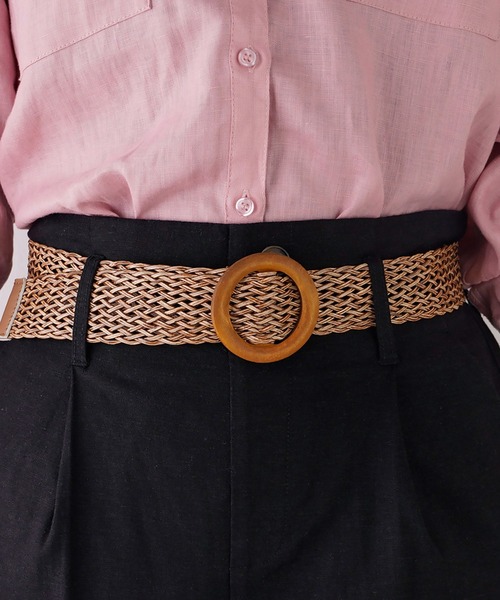 natural couture(ナチュラルクチュール)の「ストレッチリネンおしゃれベルト付きパンツ(その他パンツ・レディース・ブラック/グリーン/ライトベージュ・FREE)」の15枚目の写真