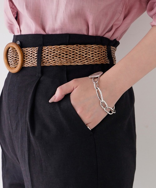 natural couture(ナチュラルクチュール)の「ストレッチリネンおしゃれベルト付きパンツ(その他パンツ・レディース・ブラック/グリーン/ライトベージュ・FREE)」の13枚目の写真