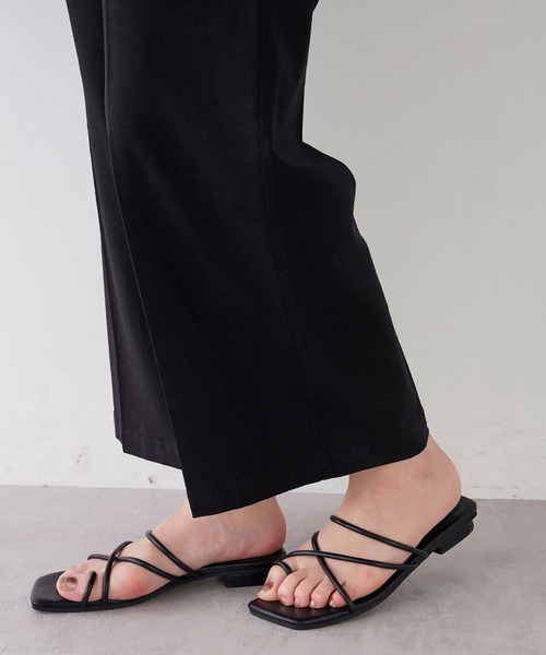 natural couture(ナチュラルクチュール)の「ストレッチリネンおしゃれベルト付きパンツ(その他パンツ・レディース・ブラック/グリーン/ライトベージュ・FREE)」の17枚目の写真