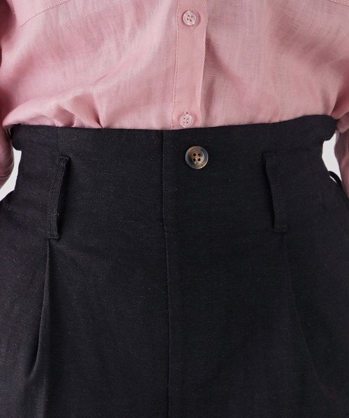 natural couture(ナチュラルクチュール)の「ストレッチリネンおしゃれベルト付きパンツ(その他パンツ・レディース・ブラック/グリーン/ライトベージュ・FREE)」の5枚目の写真