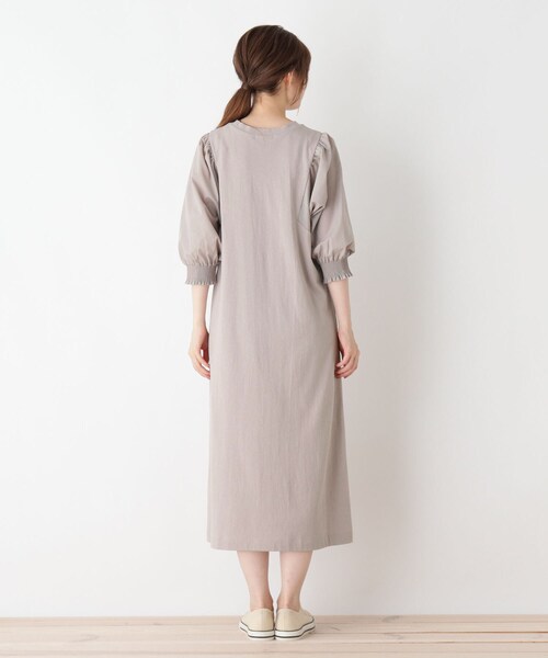 DRESKIP（ドレスキップ）の「◆異素材ドッキングボリューム袖ワンピース（ワンピース・レディース・ナチュラル/サックスブルー/ブラック・03/04/02）」の8枚目の写真