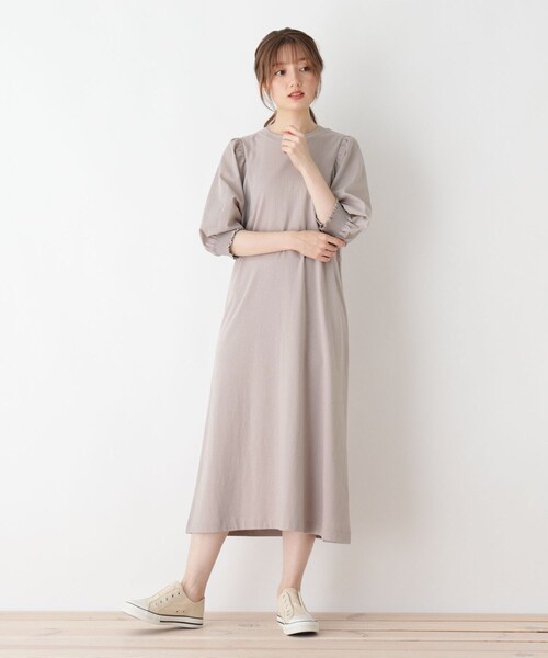 DRESKIP（ドレスキップ）の「◆異素材ドッキングボリューム袖ワンピース（ワンピース・レディース・ナチュラル/サックスブルー/ブラック・03/04/02）」の13枚目の写真