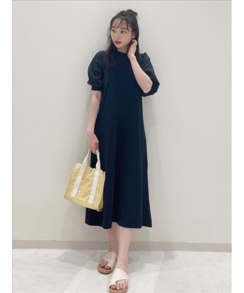 DRESKIP（ドレスキップ）の「◆異素材ドッキングボリューム袖ワンピース（ワンピース・レディース・ナチュラル/サックスブルー/ブラック・03/04/02）」の14枚目の写真