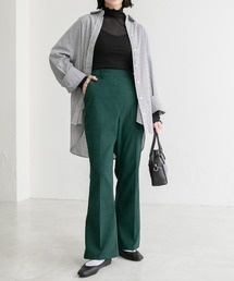 BONLECILL | センタープレス ハイウエストスウェードライク フレアスラックス(スラックス)