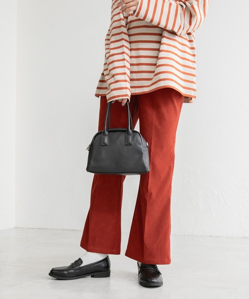 BONLECILL（ボンルシール）の「センタープレス ハイウエストスウェードライク フレアスラックス（スラックス・レディース・ライトベージュ/テラコッタ/グリーン/ブラウン/ブラック・FREE）」の19枚目の写真