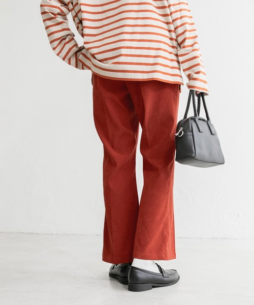 BONLECILL（ボンルシール）の「センタープレス ハイウエストスウェードライク フレアスラックス（スラックス・レディース・ライトベージュ/テラコッタ/グリーン/ブラウン/ブラック・FREE）」の20枚目の写真