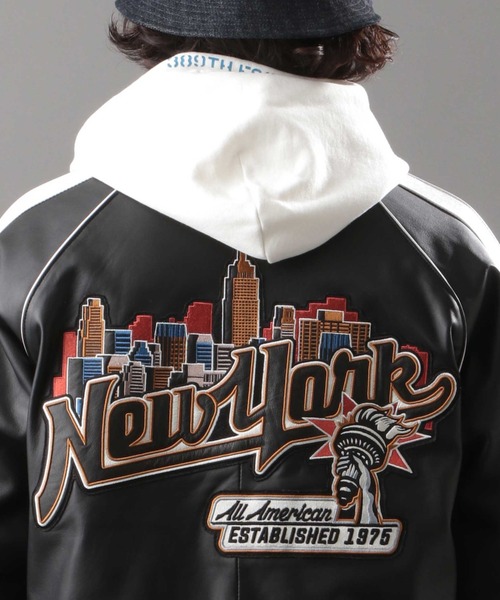 AVIREX（アヴィレックス）の「ヴァーシティ ジャケット ニューヨークシティ/VARSITY JACKET NEWYORK CITY/アヴィレックス/AVIREX（スタジャン・メンズ・ブラック/ネイビー・MEDIUM/LARGE/X-LARGE/XX-LARGE）」の5枚目の写真