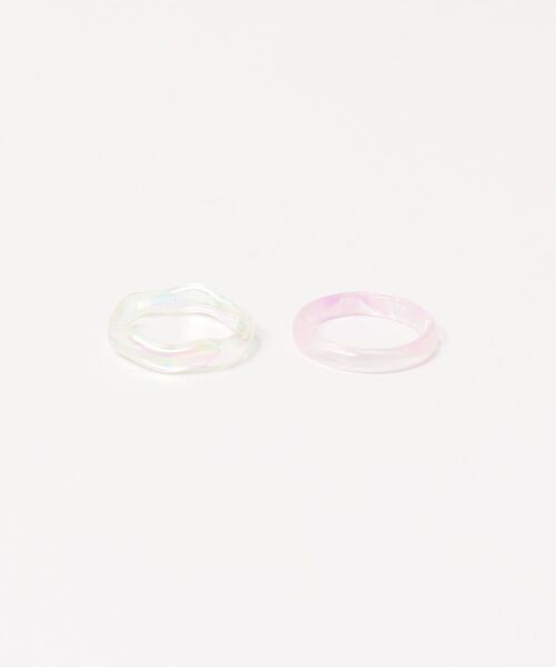 natural couture(ナチュラルクチュール)の「クリアアシメセットリング(リング・レディース・パープル/イエロー/ホワイト/サーモンピンク・FREE)」の1枚目の写真