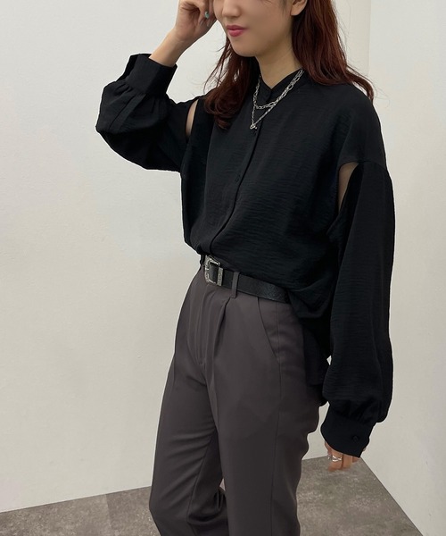 apres jour mignon（アプレジュールミニョン）の「袖スリットバンドカラーシャツ 【ZOZOTOWN限定アイテム】（シャツ/ブラウス・レディース・ブルー/グリーン/ボルドー/ブラック/オフホワイト・X-LARGE/フリー）」の14枚目の写真