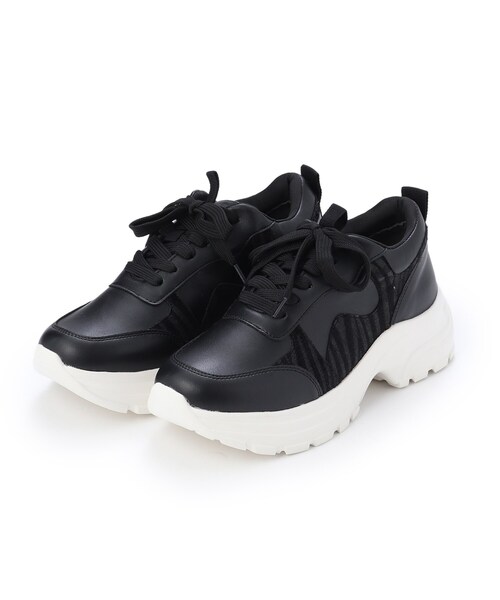 DRESKIP(ドレスキップ)の「◆アニマル切り替えスニーカー(スニーカー・レディース・ブラック系4/ベージュ系4/アイボリー系4・35/45)」の2枚目の写真