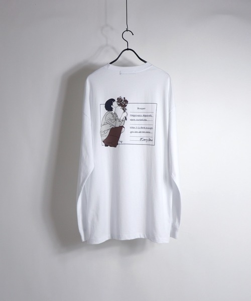 Confirm(コンファーム)の「Confirm / コンファーム ヘッドホン / フラワーガール ビッグプリントロンT(Tシャツ/カットソー・メンズ・ホワイト/ホワイト系その他/ブルー/ブラック系その他/チャコールグレー/ブラック・M/L)」の3枚目の写真
